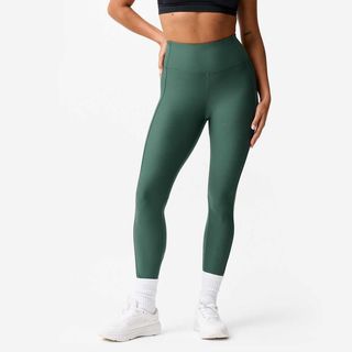 Leggings Fitness Mujer Verde Oscuro Bolsillo Teléfono verde real L / W33 L31