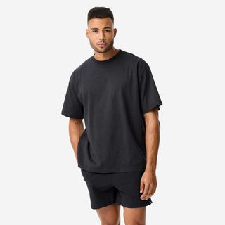Camiseta Musculación Hombre Negro Corte Ancho negro ahumado M.