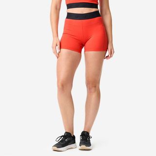 Pantalón Corto Fitness Training Naranja Cintura Elástica naranja coral XL - UK 16