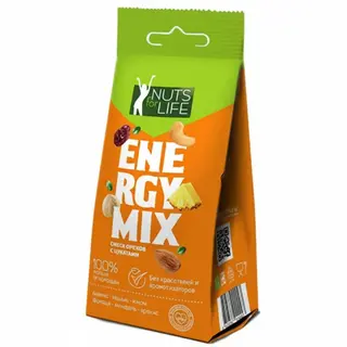 თხილეულის ნაზავი ცუკატებით ENERGY MIX 100 გ  Nuts For Life