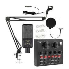 Professional Podcast Condenser Microphone With Sound Card