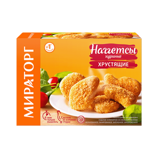 Мираторг, Наггетсы Мираторг 300Гр Хрустящие Замороженые, шт, ШК: 4607177073118