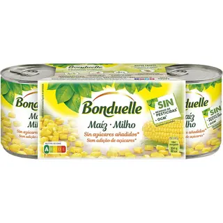 Maiz dulce en grano sin azucar añadido Bonduelle pack 3 + 1 free 140gr