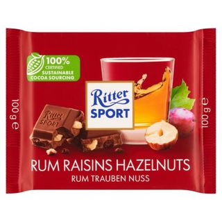 Chocolat au lait avec raisins secs et noisettes 100g - RITTER SPORT