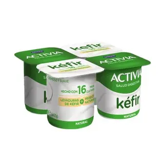 Kéfir Natural Danone Activia Sin Gluten Pack De 4 Unidades De 125 G.