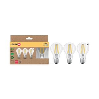 Pack de 3 lâmpadas E27 class a clear 806lm 2700k Lexman