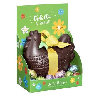 Poule Colette en chocolat garni - Chocolat noir