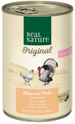 Zestaw promocyjny 6 szt. - 15% Real Nature Kitten Kurczak, Indyk 400g