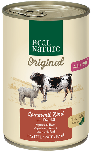 Zestaw promocyjny 6 szt. - 15% Real Nature Adult Wołowina, Jagnięcina 400g