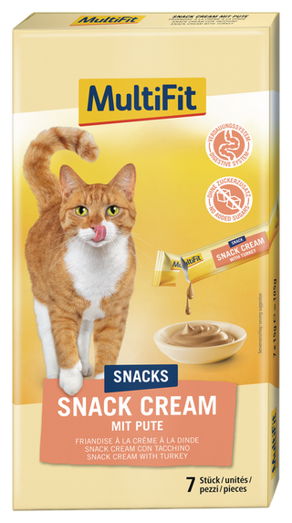 Zestaw promocyjny 3 szt. - 33% MultiFit Snack Cream Indyk, Trawa dla kota 7x15g