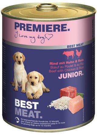 Zestaw promocyjny 6 szt. - 15% Premiere Best Meat Junior kurczak, wołowina 800g