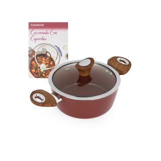 Casseruola 20 cm con coperchio burgundy - New Ceramic