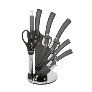 Set 5 coltelli grigi con forbici, affilacoltelli - e stand