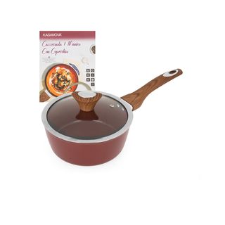 Casseruola un manico 20 cm coperchio burgundy - New Ceramic