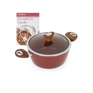 Casseruola 24 cm con coperchio burgundy - New Ceramic