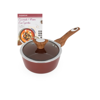 Casseruola un manico 18 cm coperchio burgundy - New Ceramic