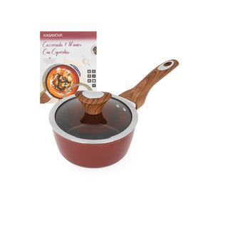 Casseruola un manico 16 cm coperchio burgundy - New Ceramic