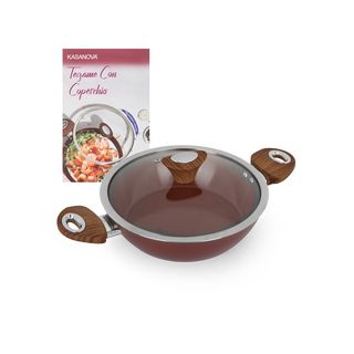 Tegame 24 cm con coperchio burgundy - New Ceramic