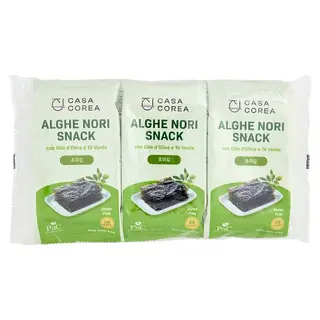 Casa Corea: Snack di Alghe Nori con Olio d'Oliva e Tè Verde 3 x 4.5 g