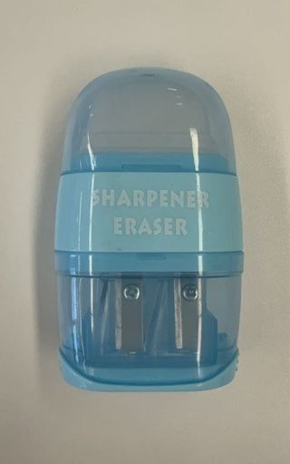 แกแแแแแแ แแ แกแแจแแแแ/Basic Series Double-Hole Transparent Pencil Sharpener with Eraser (Blue)