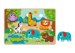 ცხოველების ჩასაწყობი პაზლი – ხის საგანმანათლებლო სათამაშო