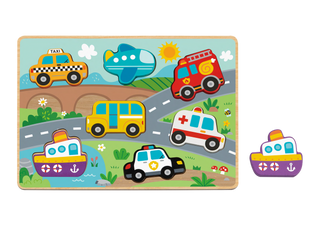 ტრანსპორტის ჩასაწყობი პაზლი – ხის საგანმანათლებლო სათამაშო