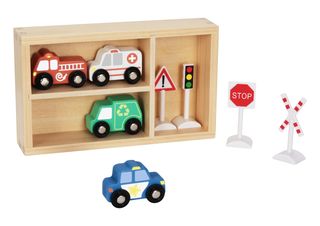 სატრანსპორტო და საგზაო ნიშნების ნაკრები – ხის საგანმანათლებლო სათამაშო