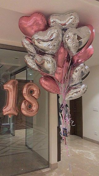 Bouquet de ballons cœur rose et argent