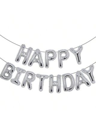 Guirlande ballons Happy Birthday argent