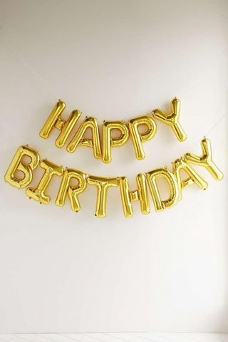 Guirlande ballons Happy Birthday doré