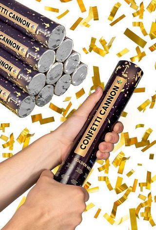 Canon à confettis dorés pour fête