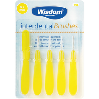 Wisdom Interdental Brush 0.7mm Yellow, 5 Pack