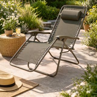 Sdraio Reclinabile E Pieghevole Con Braccioli - Caffè