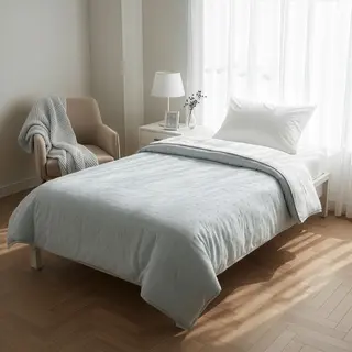 Trapuntino Singolo Microfibra Water Washed - Verde Bianco