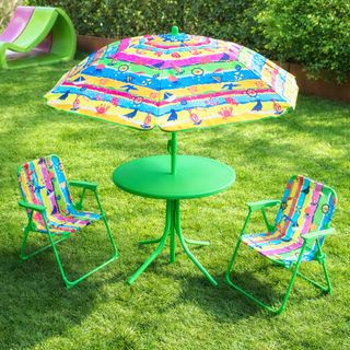Set Tavolino, Ombrellone E 2 Sedie Bambino - Verde