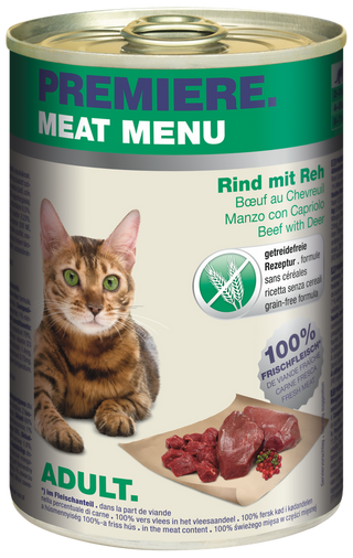 Zestaw promocyjny 6 szt. - 20% Premiere Meat Menu Adult Wołowina, Jeleń 400g