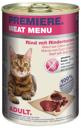 Zestaw promocyjny 6 szt. - 20% Premiere Meat Menu Adult Wołowina, WołowinaerSerca 400g