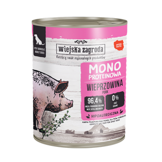 Zestaw promocyjny 6 szt. - 20% Wiejska Zagroda Monoproteina Wieprzowina Adult 800g