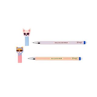 Conjunto 2 Canetas Apagar Bo-Bo-Gato+Chihuahua