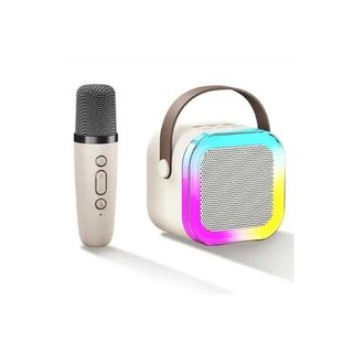Mini haut-parleur Bluetooth avec microphones,Avec technologie de conversion vocale (Biege)