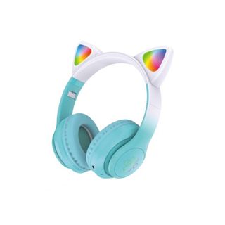 Cat Ear Casque d'écoute sans fil avec micro pour les enfants 12 heures de musique. Bleu cial