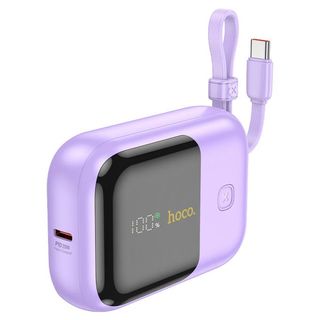 Mini Power bank 22.5W 10000mAh built-in cables for Lightning and Type-C outputs (Violet )