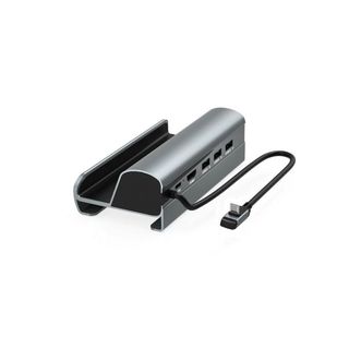HUB 6-en-1 avec une sortie HDMI, une entrée RJ45, trois ports USB-A 3.0 et un port USB-C