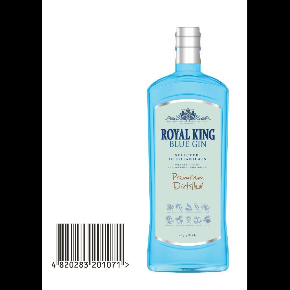 Royal King Blue Gin 40% ABV, 1L