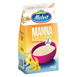 Крупа манна швидкого приготування зі смаком ванілі ТМ Melvit