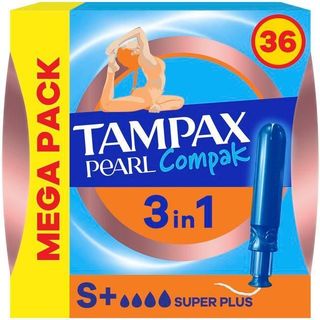 Tampão com Aplicador Pearl Compak Super Plus Tampax (emb. 36 un)