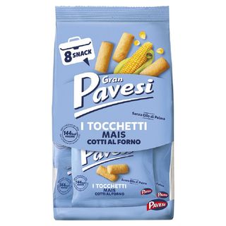 Gran Pavesi Snack Tocchetti, Snack al Mais Cotti al Forno, Senza Olio di Palma, 8 Pacchetti 256g