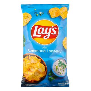 Чипси  Lay's картопляні зі смаком сметани і зелені, 120 г