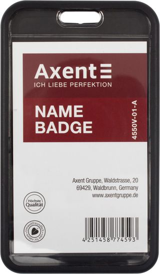 Бейдж-чохол "Axent" SoftTouch №4550V-01-A вертик. 54x85мм,матовий чорний(5)(50)
