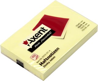 Блок/зам. липк. краєм 50х75мм 100арк. жовтий "Axent" №2312-01(12)